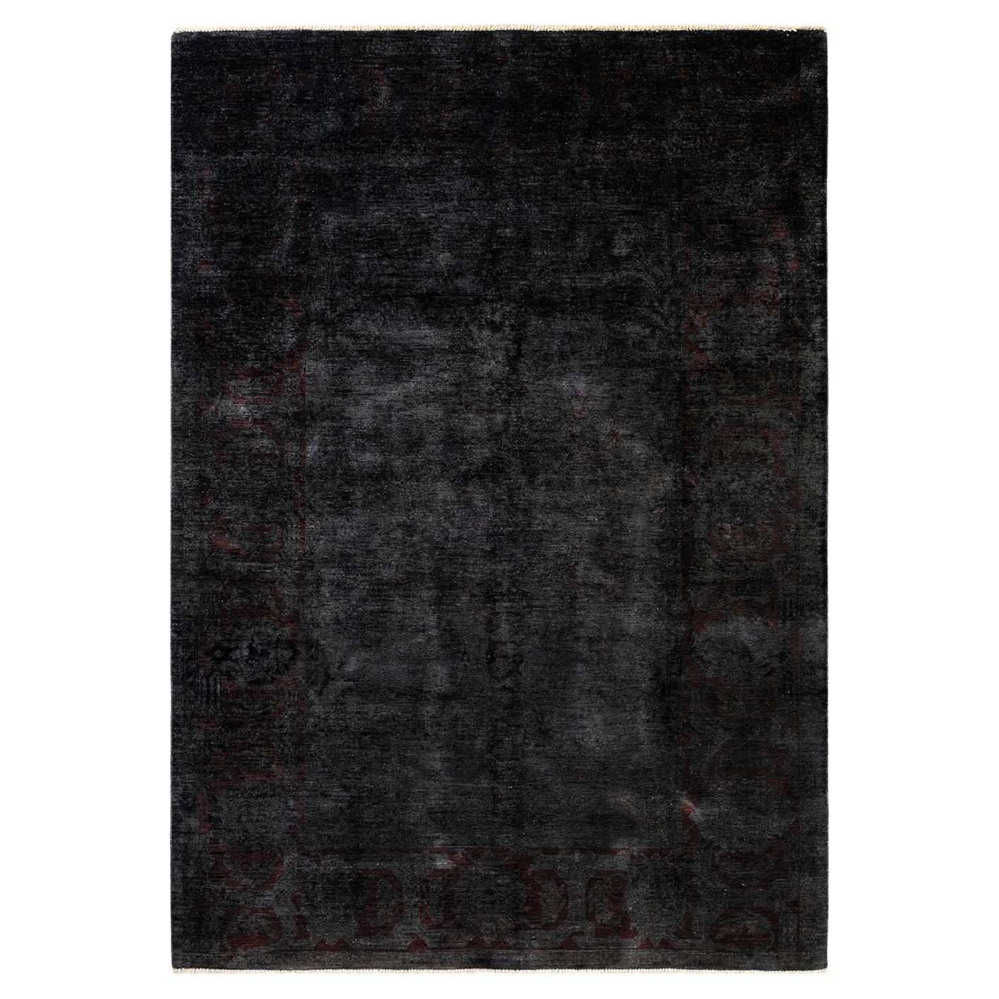 Overdyed Hand Knotted Wool Gray Area Rug