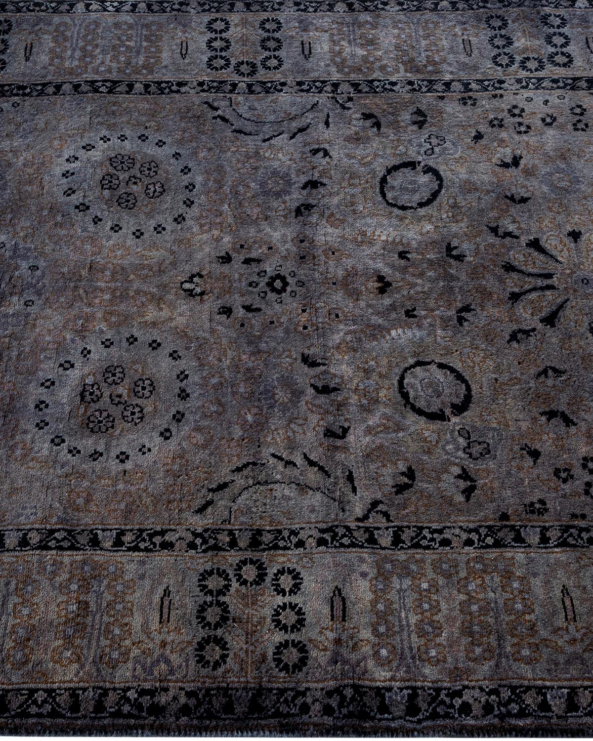 Overdyed Hand Knotted Wool Gray Runner In New Condition For Sale In Norwalk, CT