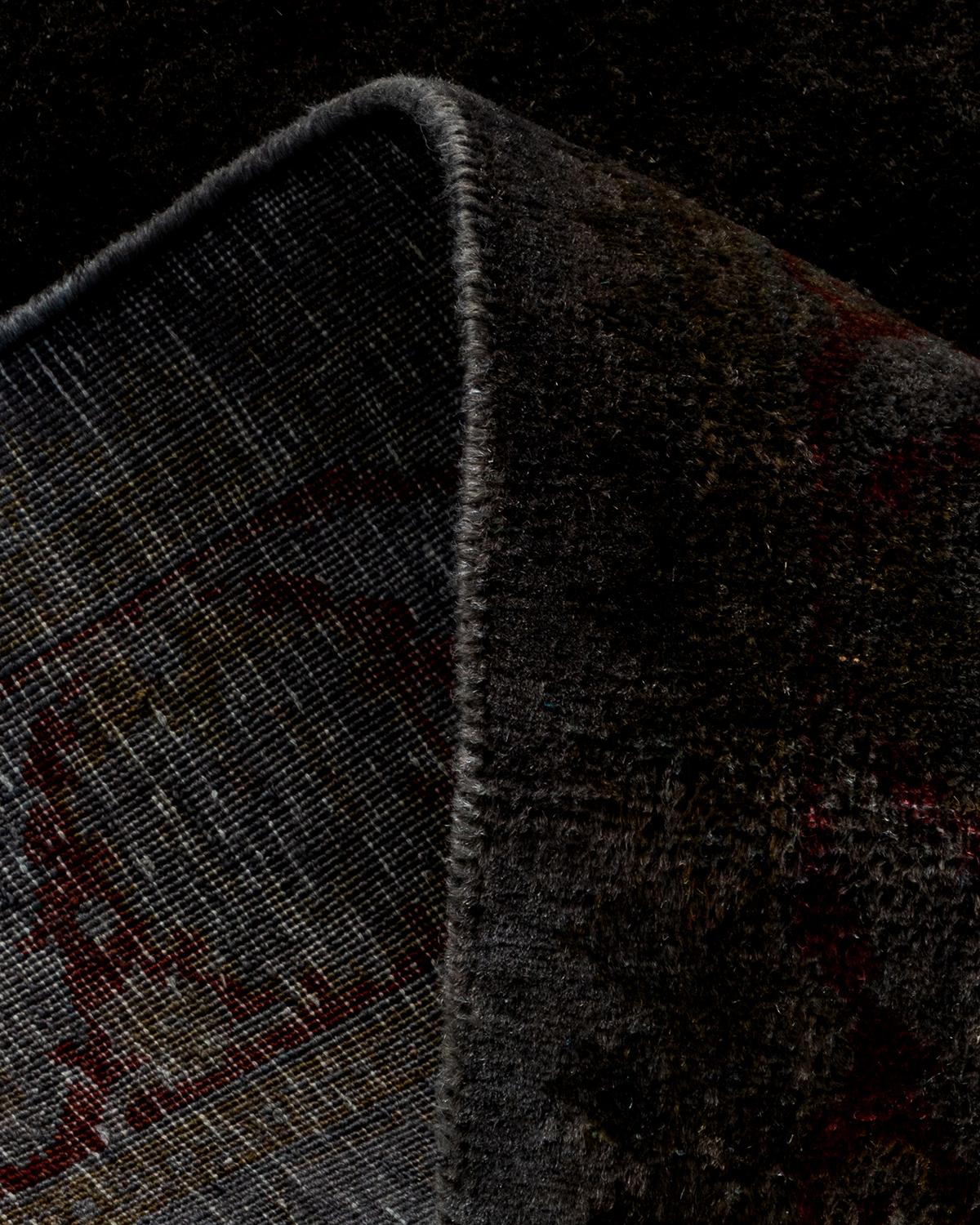 Overdyed Hand Knotted Wool Gray Läufer (Wolle) im Angebot