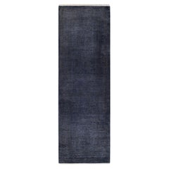 Overdyed Hand Knotted Wool Gray Läufer