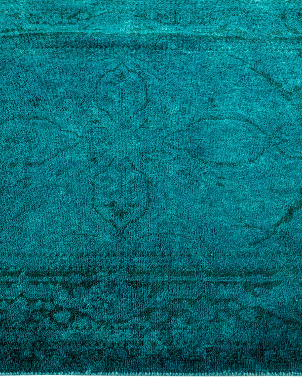 Overdyed Hand Knotted Wool Green Area Rug In New Condition For Sale In Norwalk, CT
