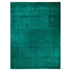 Tappeto Overdyed in lana annodato a mano di colore verde