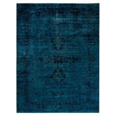 Overdyed Hand Knotted Wool Green Area Rug