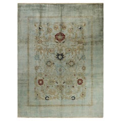 Overdyed Hand Knotted Wool Green Area Rug