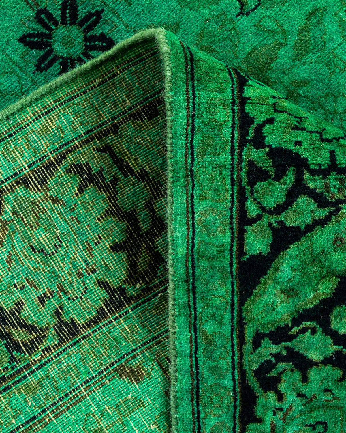 Lana Runner in lana verde sovratinto e annodato a mano in vendita