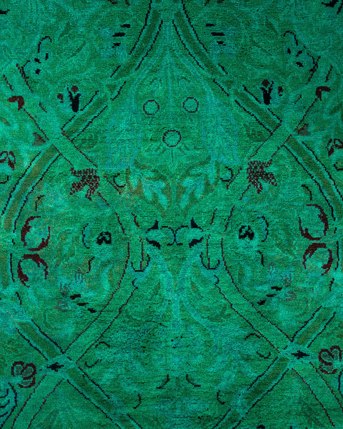 Pakistani Overdyed Hand Knotted Wool Light Blue Area Rug For Sale
