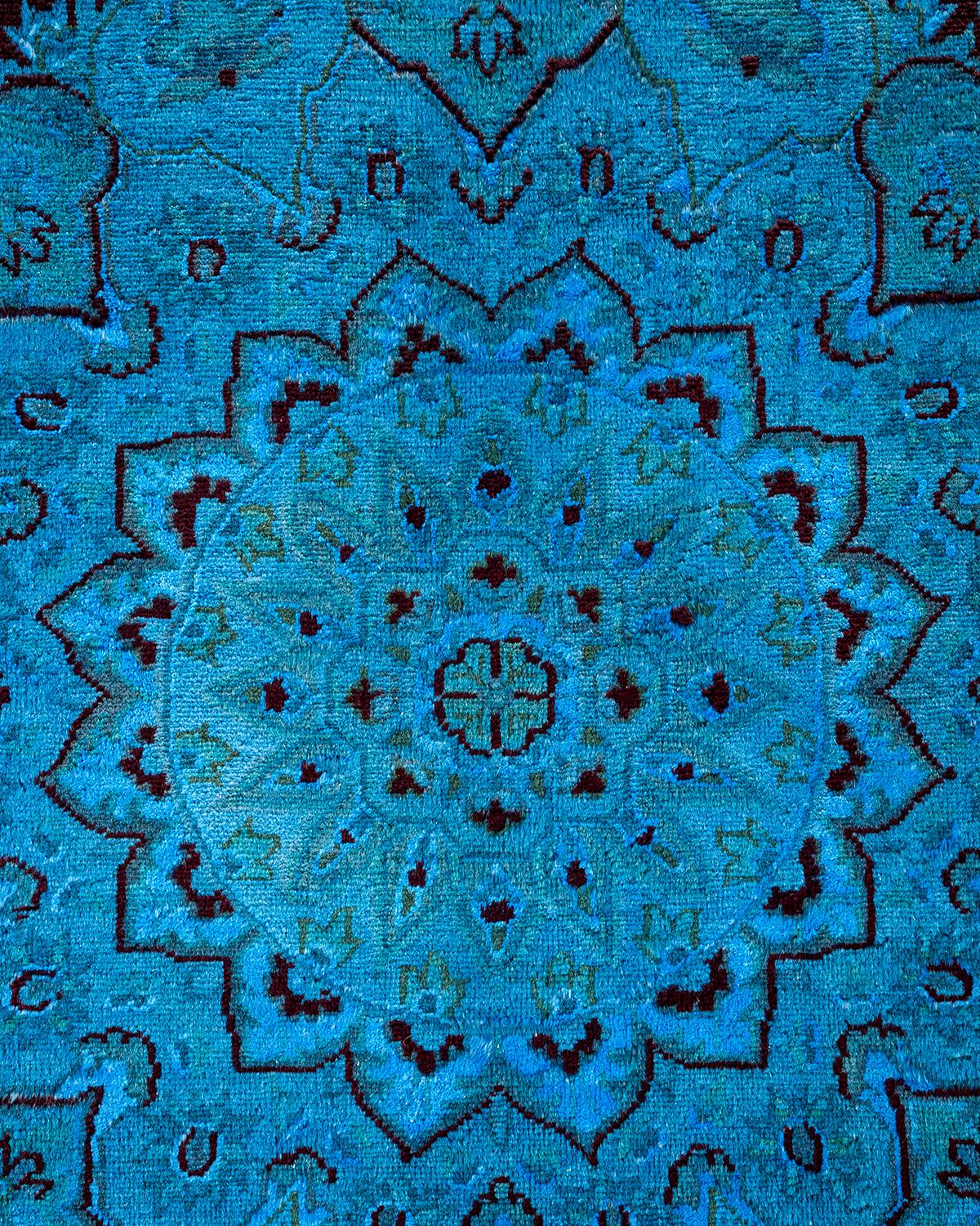Pakistano Tappeto Overdyed in lana annodata a mano di colore blu chiaro in vendita