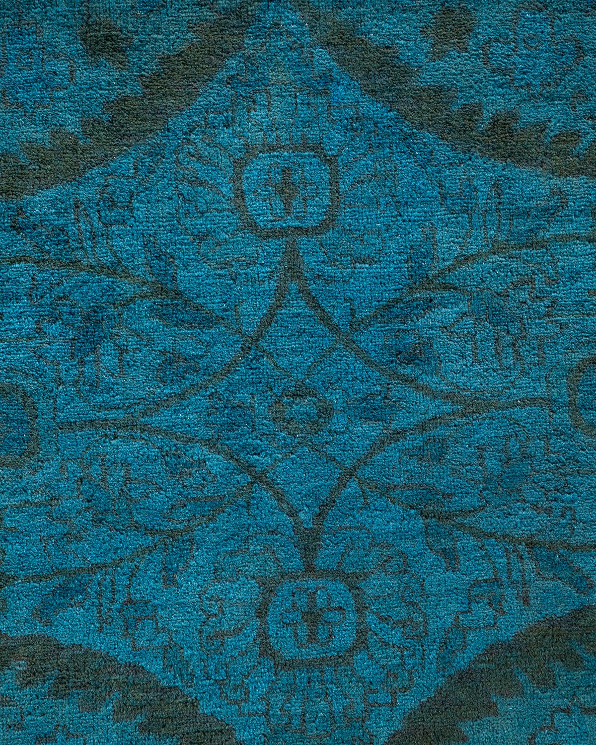 Pakistano Tappeto Overdyed in lana annodata a mano di colore blu chiaro in vendita