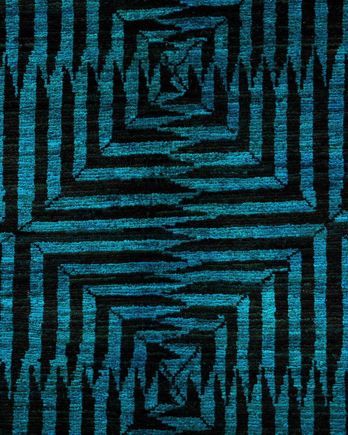 Alfombra de lana teñida a mano azul claro Pakistaní en venta