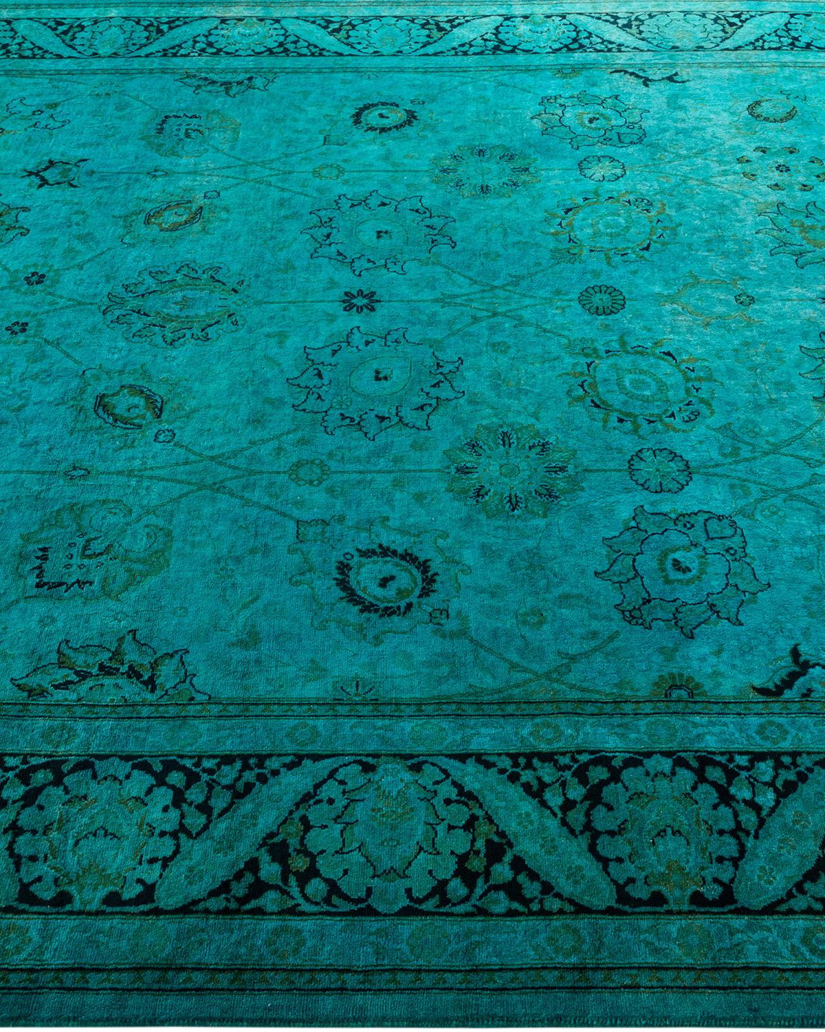 Overdyed Hand Knotted Wool Light Blue Area Rug In New Condition For Sale In Norwalk, CT