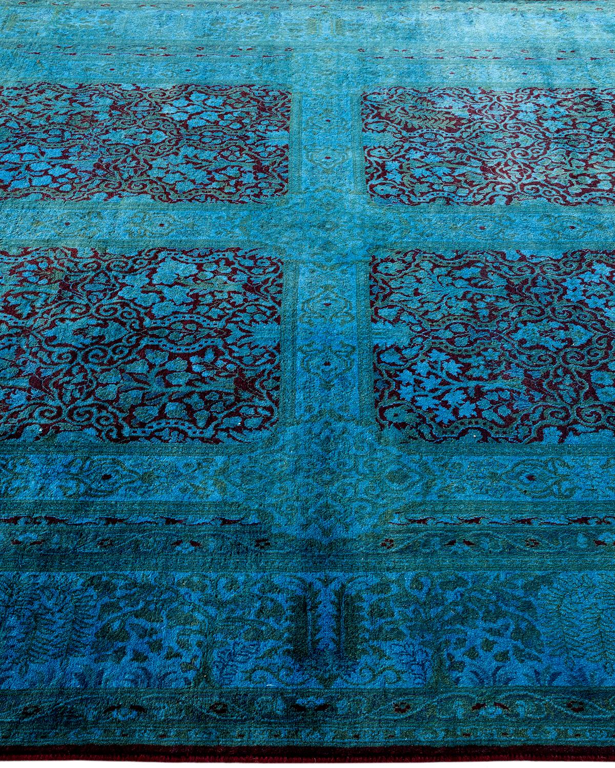 Overdyed Hand Knotted Wool Light Blue Area Rug In New Condition For Sale In Norwalk, CT