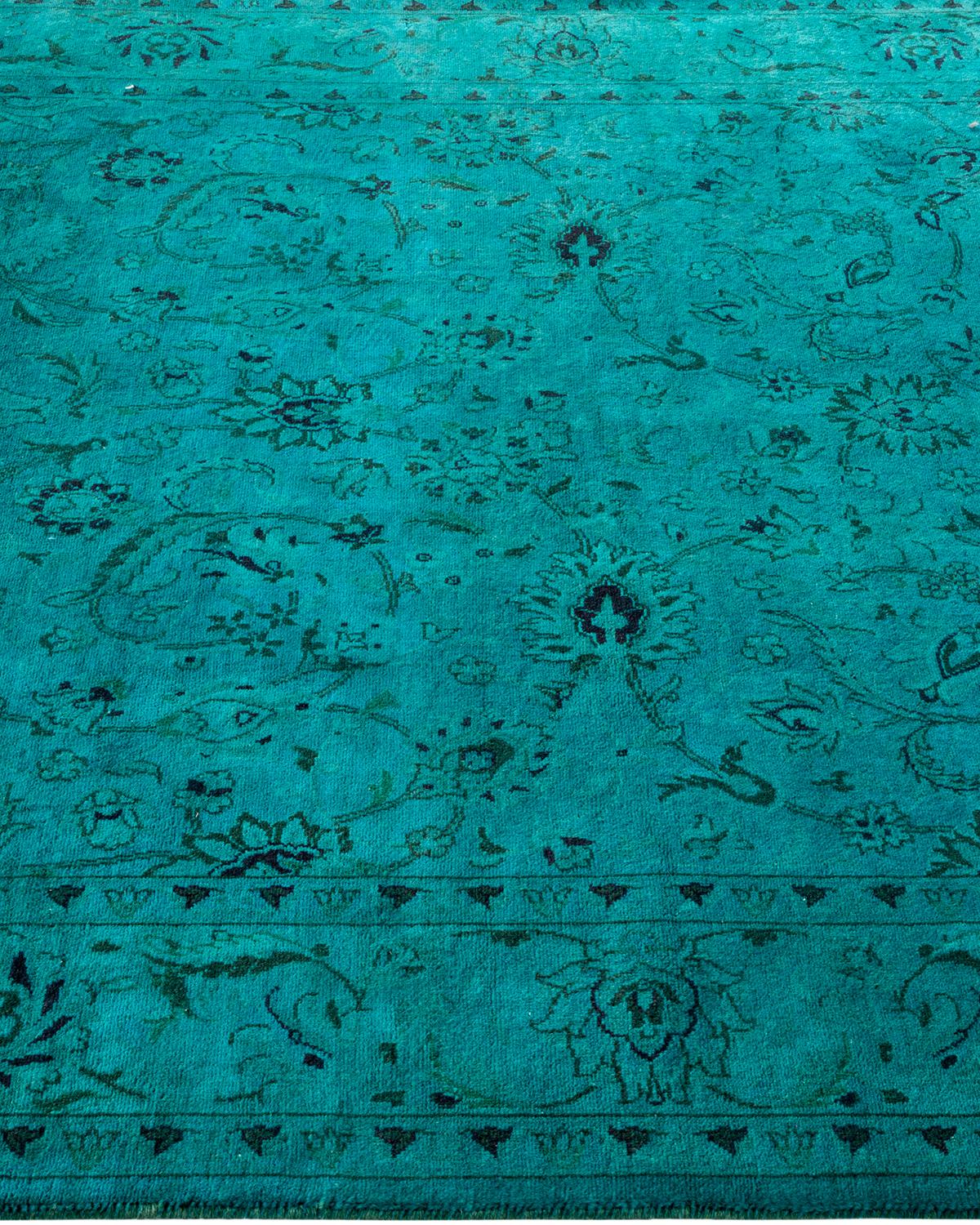 Overdyed Hand Knotted Wool Light Blue Area Rug In New Condition For Sale In Norwalk, CT