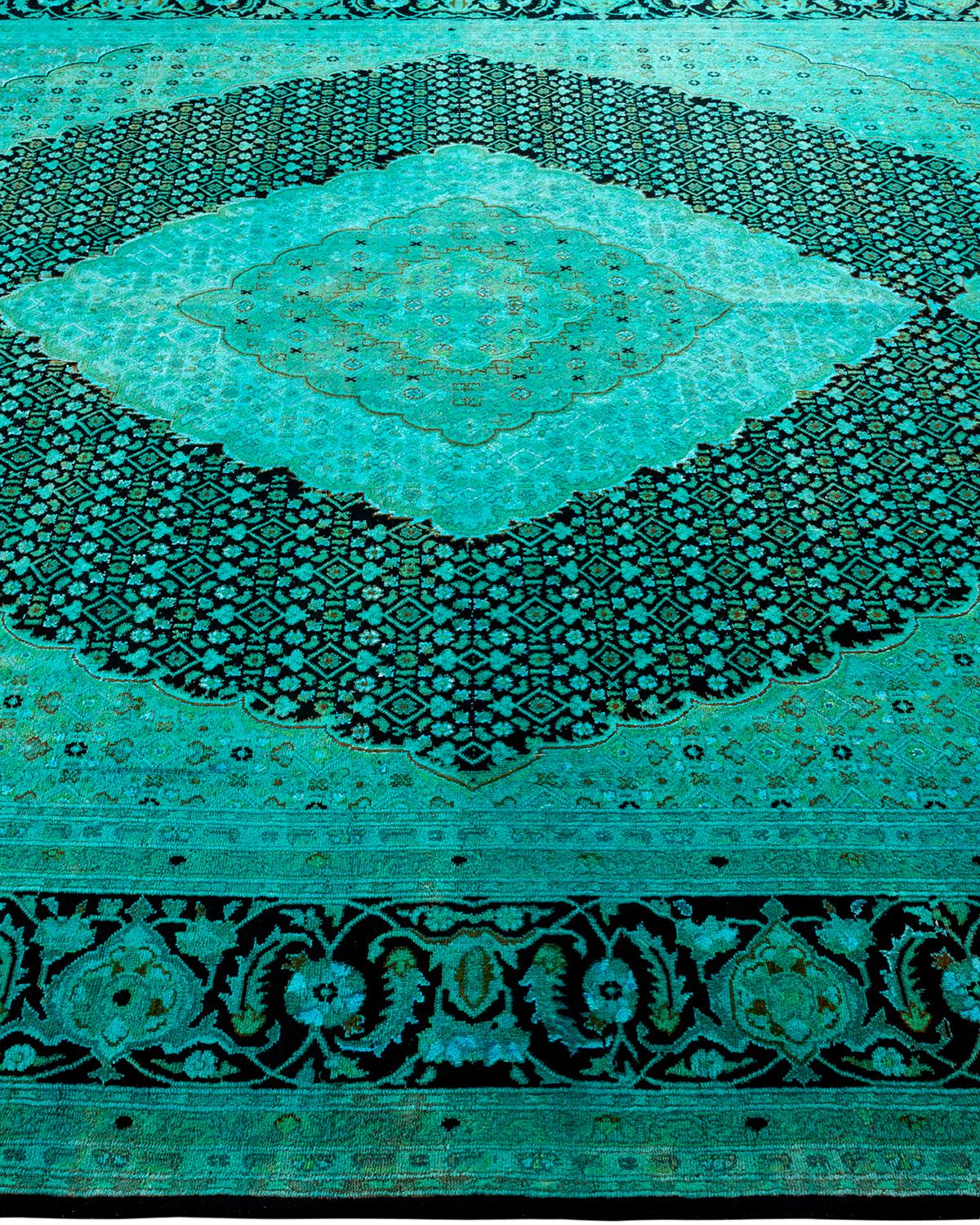 Overdyed Hand Knotted Wool Light Blue Area Rug In New Condition For Sale In Norwalk, CT