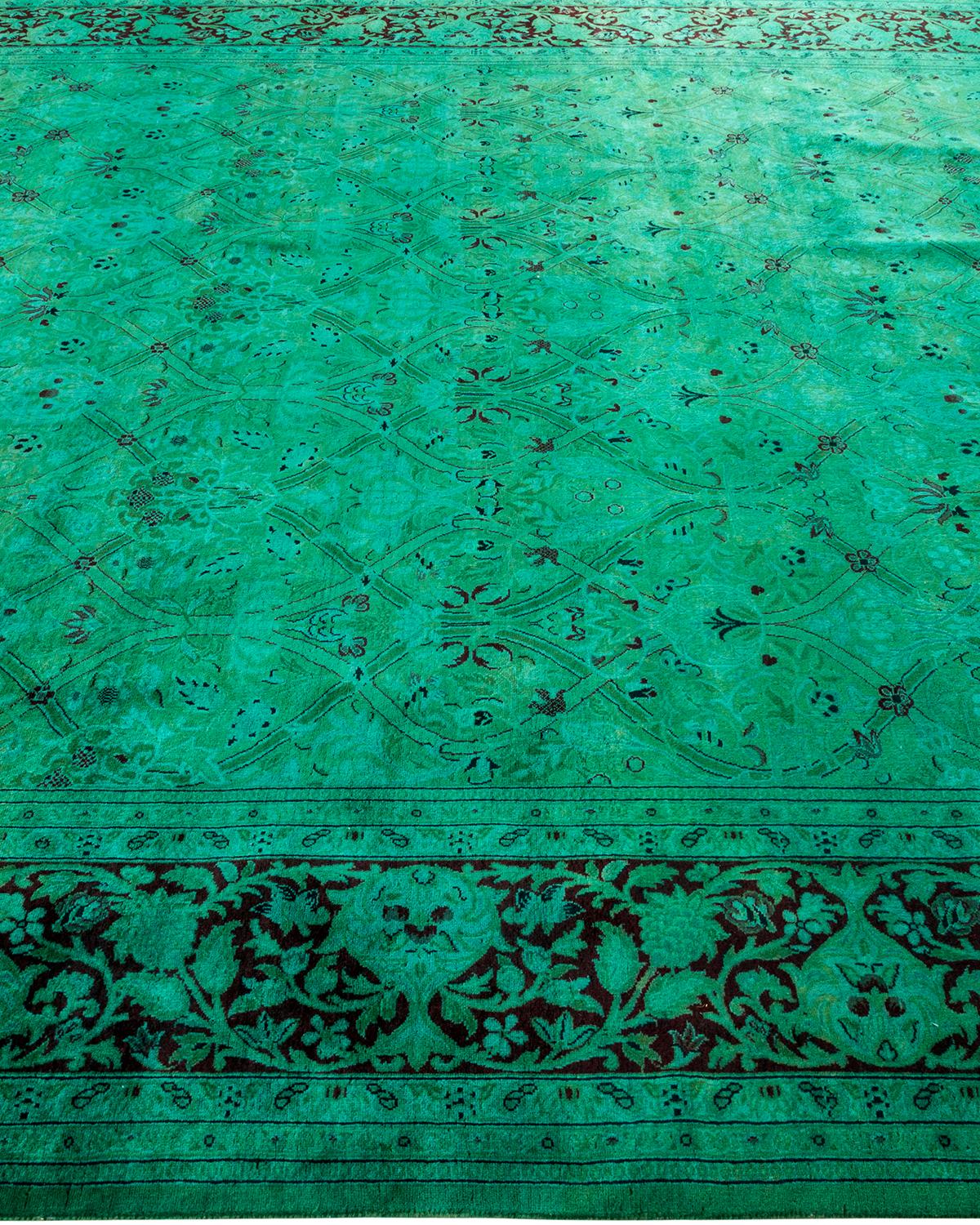 Tappeto Overdyed in lana annodata a mano di colore blu chiaro In condizioni Nuovo in vendita a Norwalk, CT