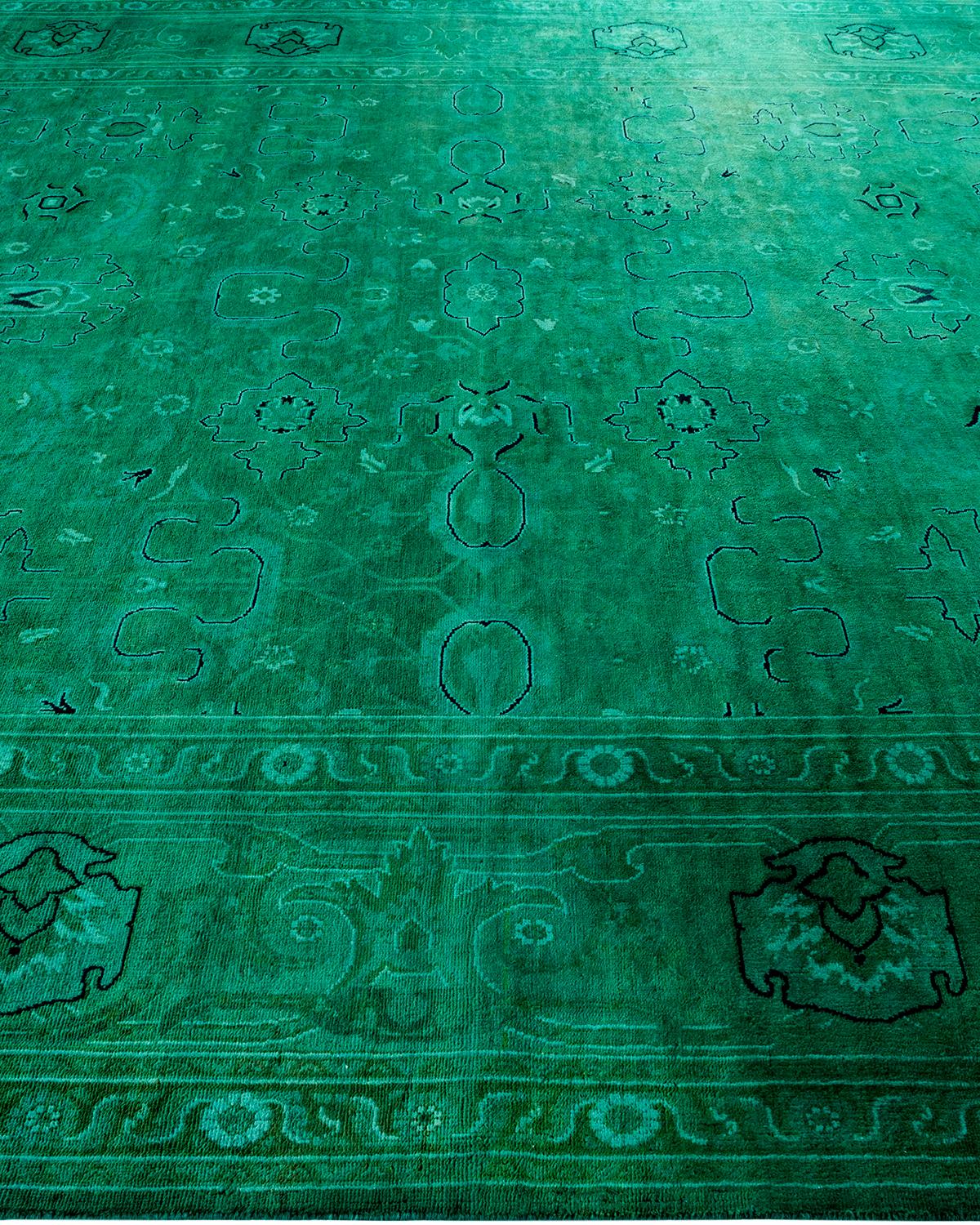 Alfombra de lana teñida a mano azul claro en Nuevo estado para la venta en Norwalk, CT