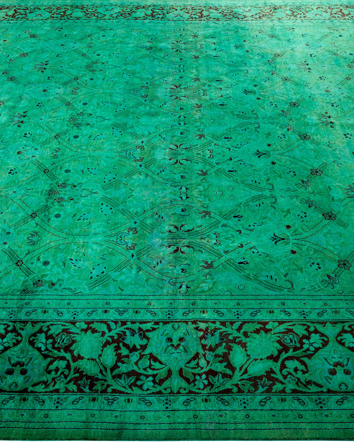 Overdyed Hand Knotted Wool Light Blue Area Rug In New Condition For Sale In Norwalk, CT