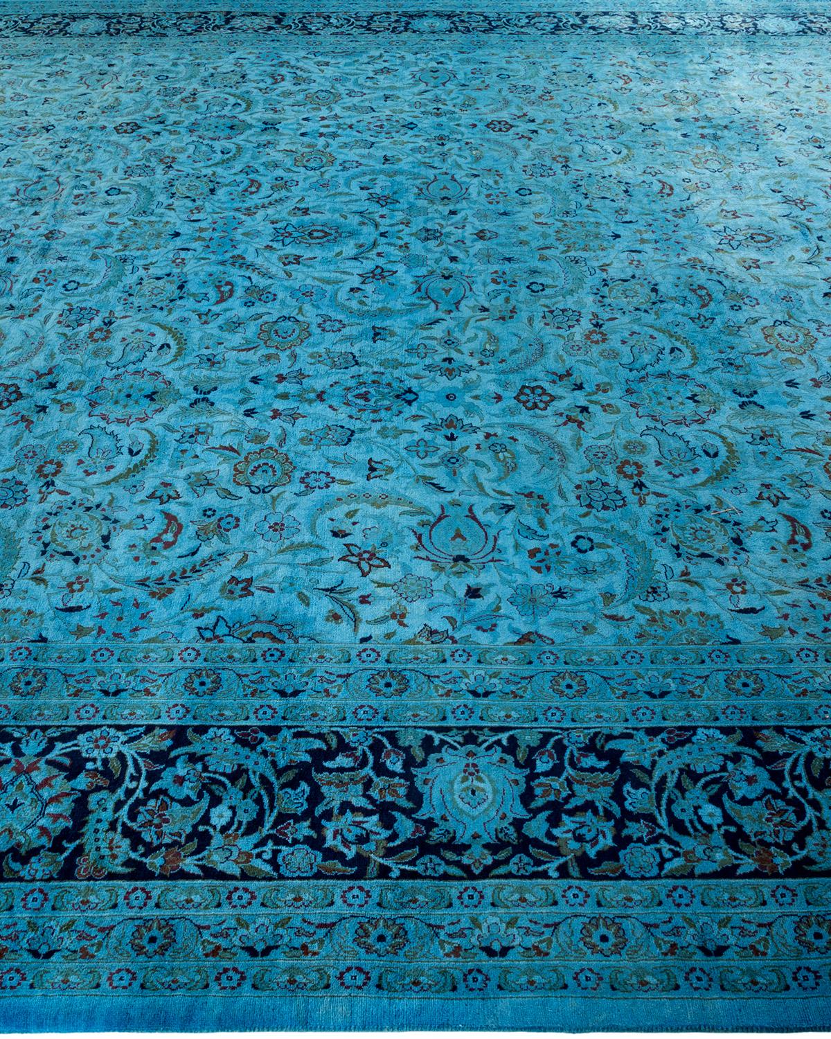 Overdyed Hand Knotted Wool Light Blue Area Rug In New Condition For Sale In Norwalk, CT