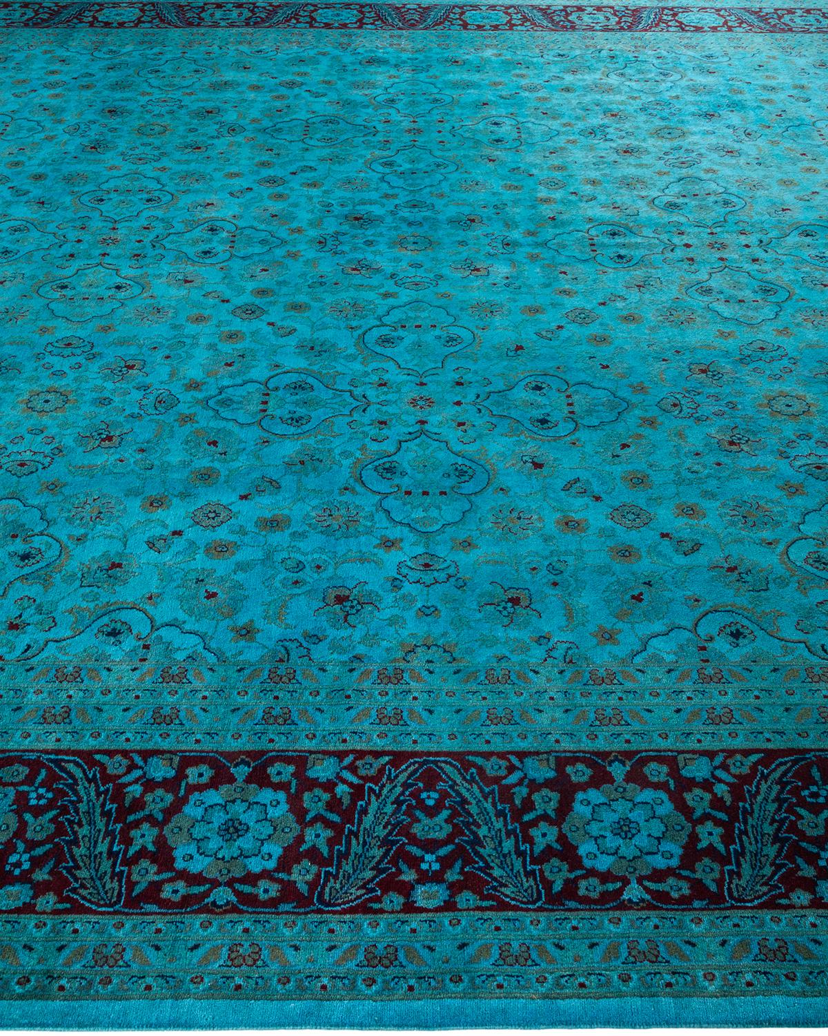 Tappeto Overdyed in lana annodata a mano di colore blu chiaro In condizioni Nuovo in vendita a Norwalk, CT