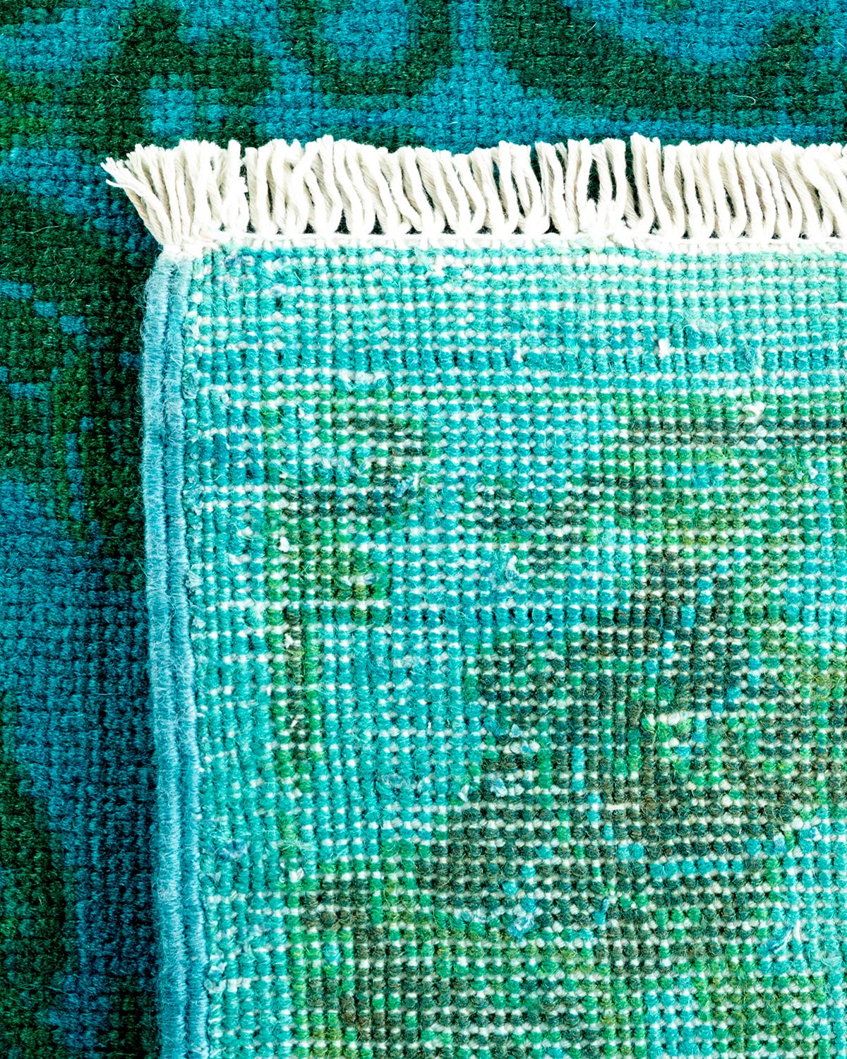 XXIe siècle et contemporain Tapis Overdyed en laine nouée à la main Bleu Light en vente