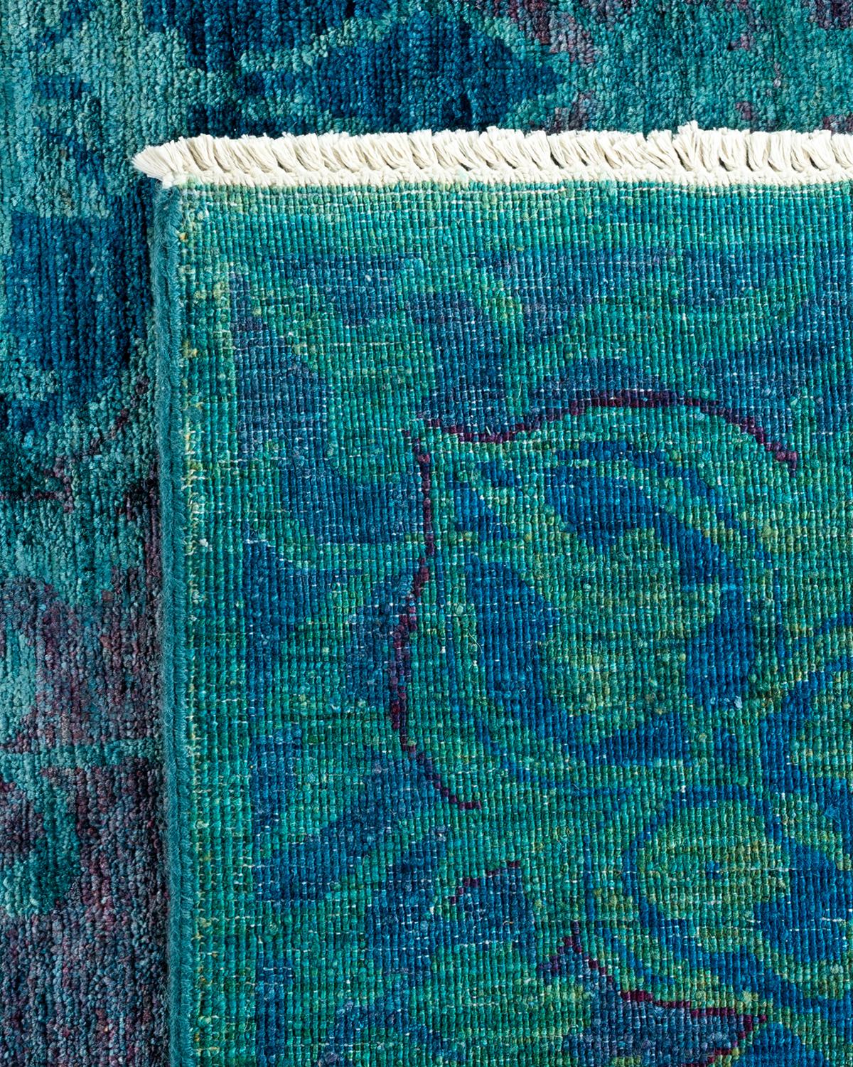 XXI secolo e contemporaneo Tappeto Overdyed in lana annodata a mano di colore blu chiaro in vendita