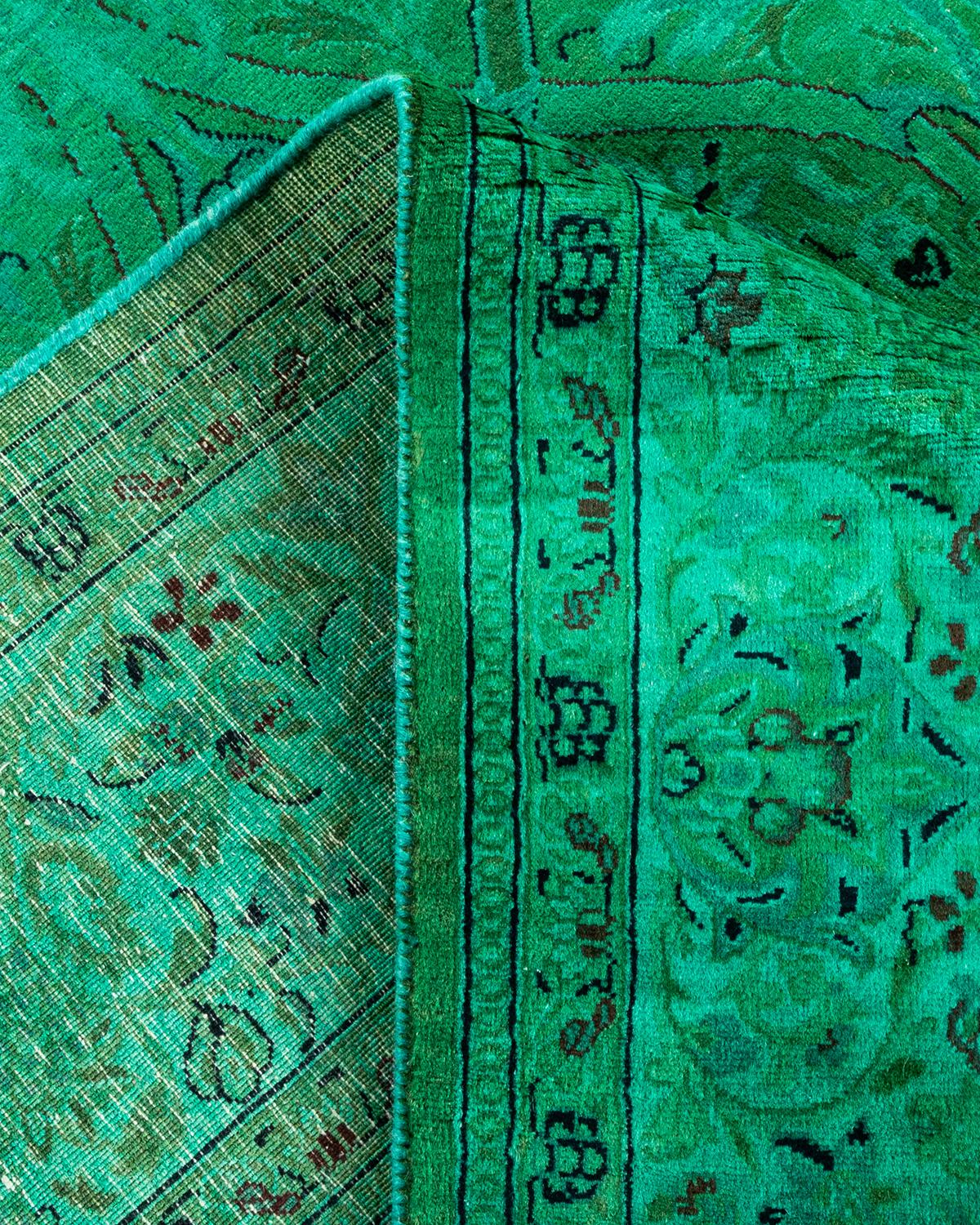 Laine Tapis Overdyed en laine nouée à la main Bleu Light en vente
