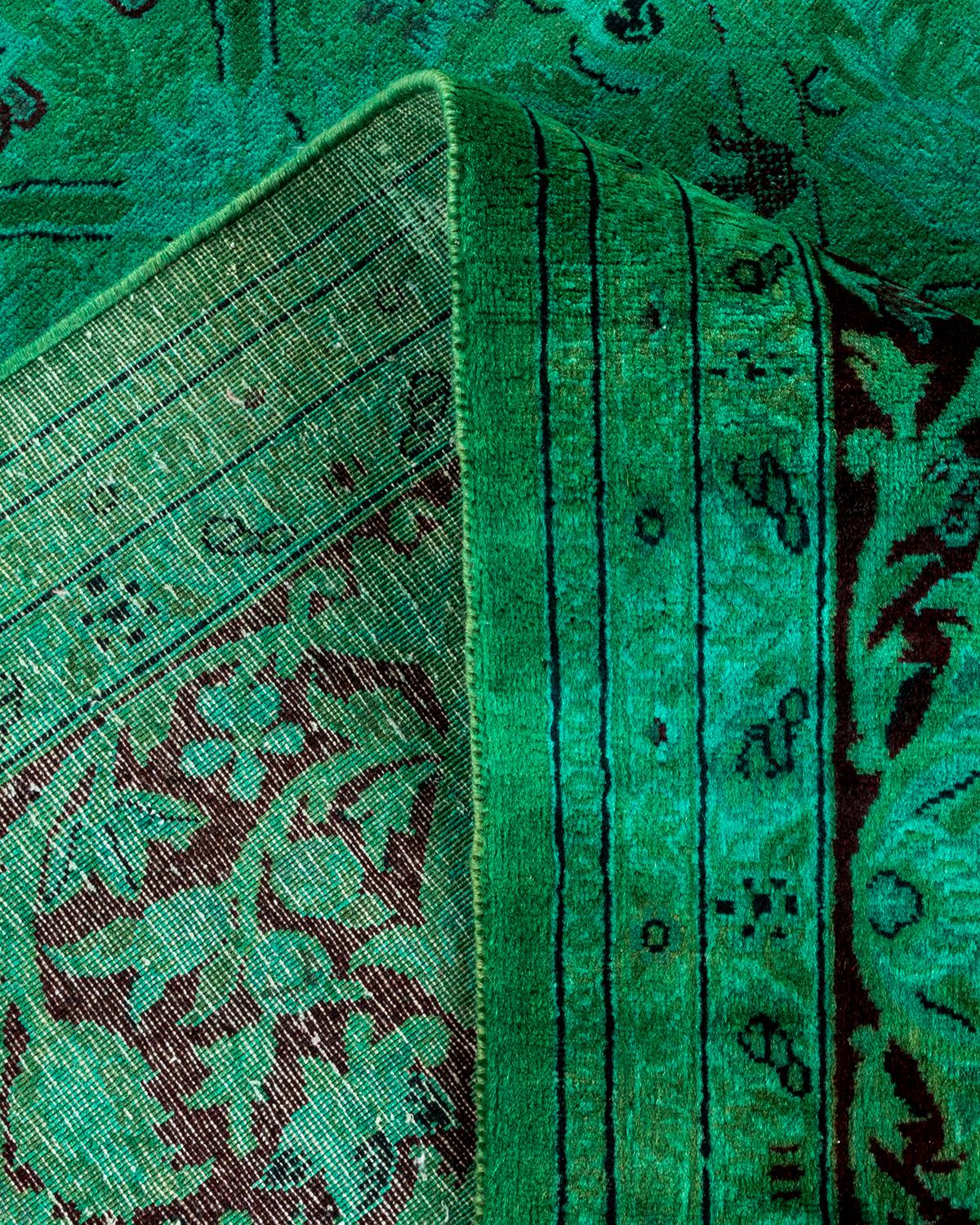 Lana Tappeto Overdyed in lana annodata a mano di colore blu chiaro in vendita