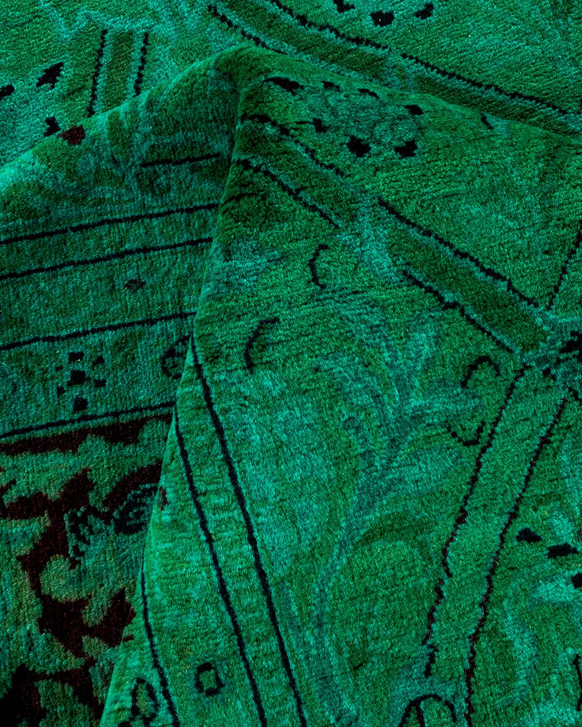 Tappeto Overdyed in lana annodata a mano di colore blu chiaro in vendita 1
