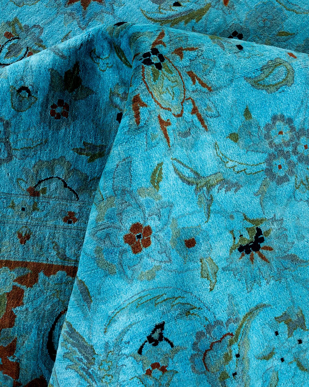 Alfombra de lana teñida a mano azul claro en venta 1
