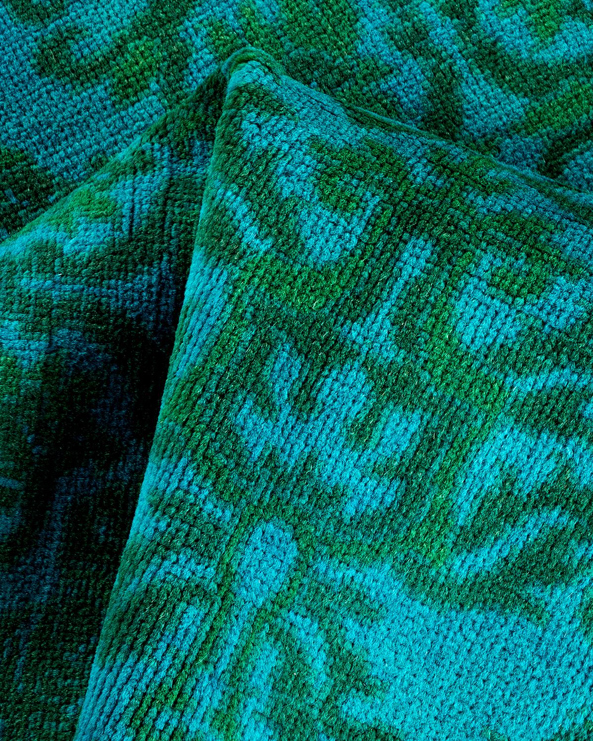 Tapis Overdyed en laine nouée à la main Bleu Light en vente 1