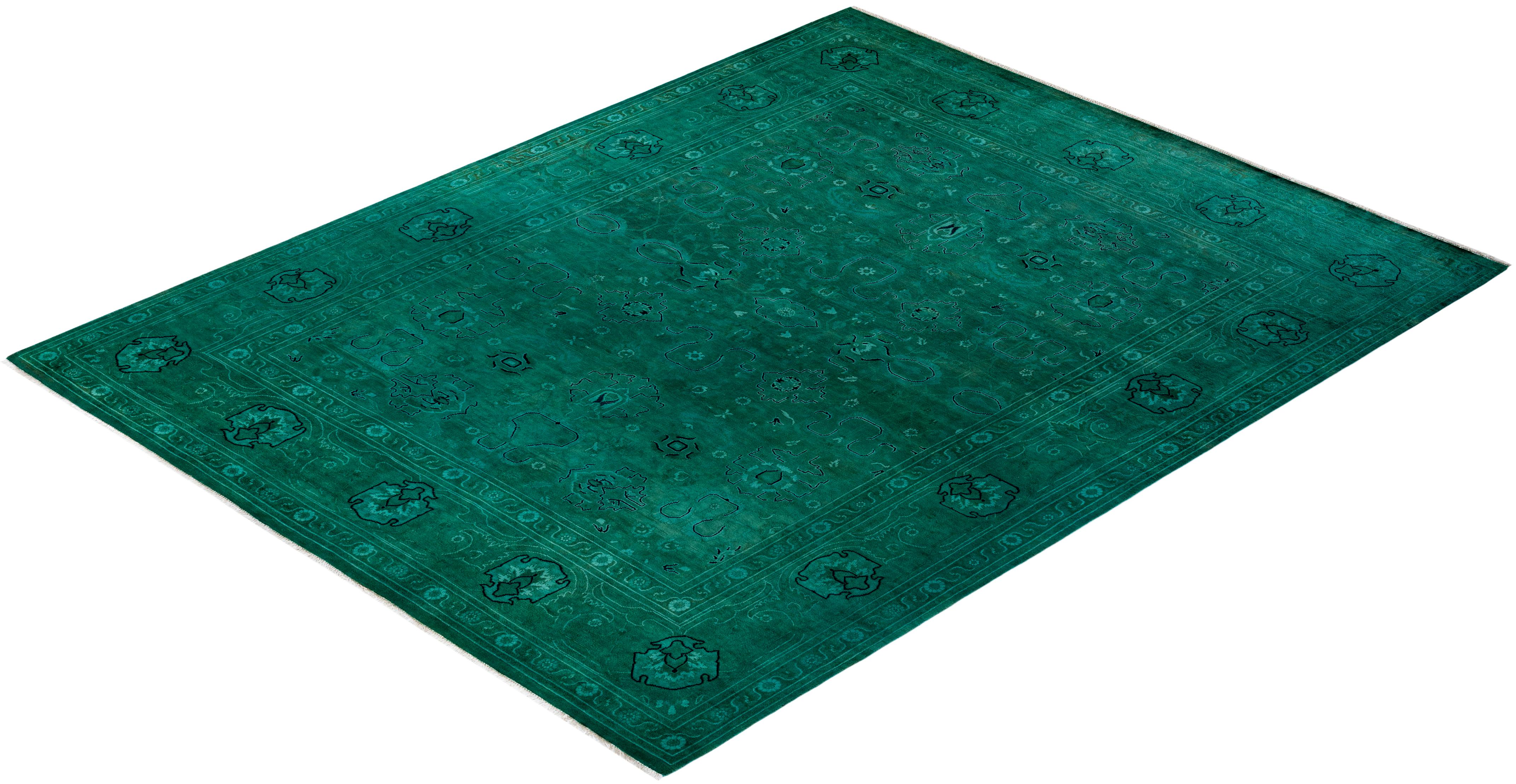 Alfombra de lana teñida a mano azul claro en venta 2