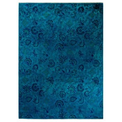 Tapis Overdyed en laine nouée à la main Bleu Light