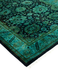 Overdyed Hand Knotted Wool Light Blue Runner