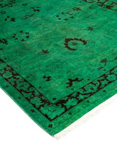 Overdyed Hand Knotted Wool Light Blue Runner