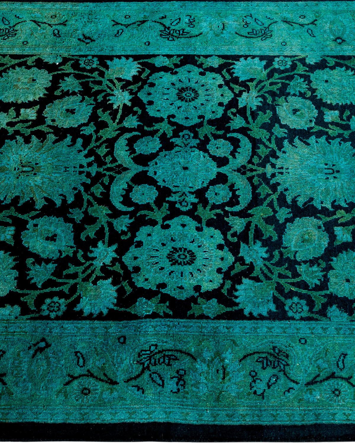 Overdyed Hand Knotted Wool Light Blue Runner In New Condition For Sale In Norwalk, CT