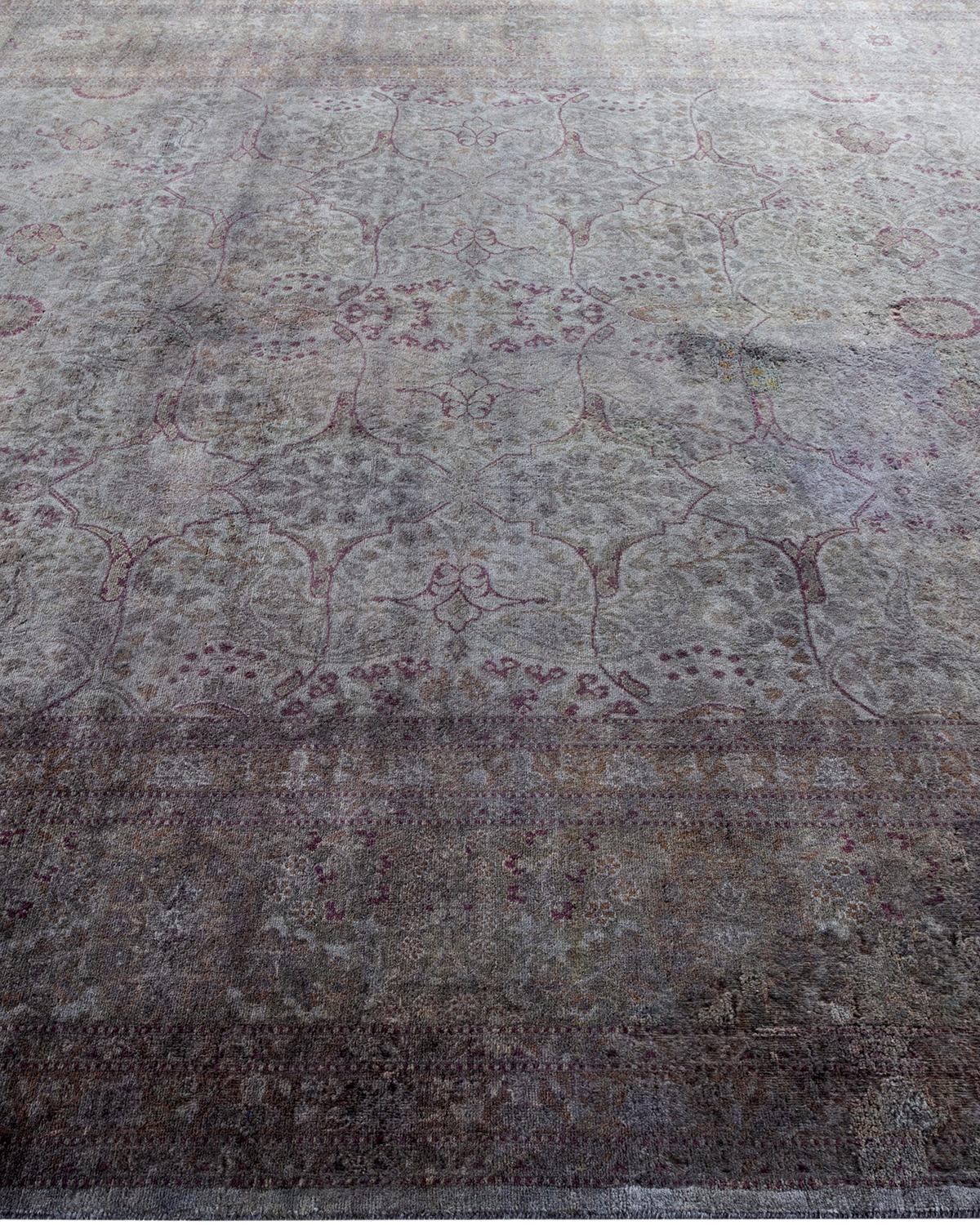 Overdyed Hand Knotted Wool Light Gray Area Rug In New Condition For Sale In Norwalk, CT