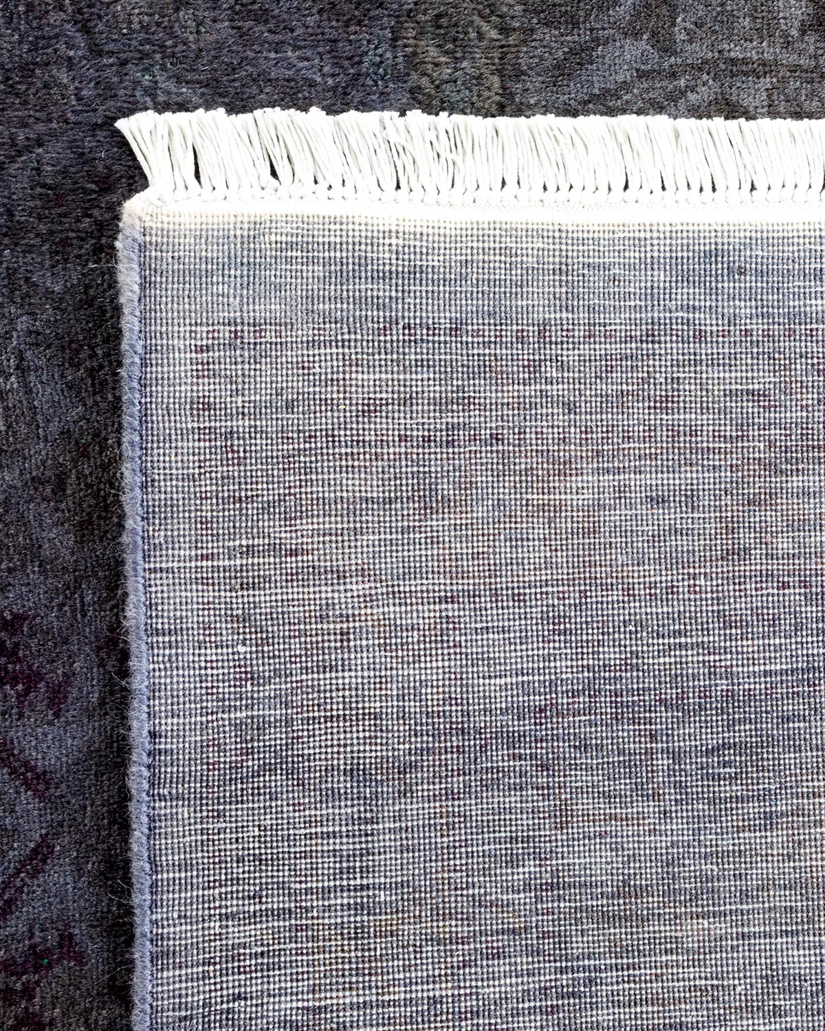 Contemporary Overdyed Hand Knotted Wool Light Gray Area Rug For Sale
