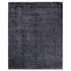 Tappeto Overdyed in lana annodata a mano di colore grigio chiaro