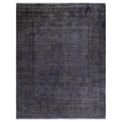 Tappeto Overdyed in lana annodata a mano di colore grigio chiaro