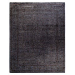 Overdyed Hand Knotted Wool Light Gray Area Rug