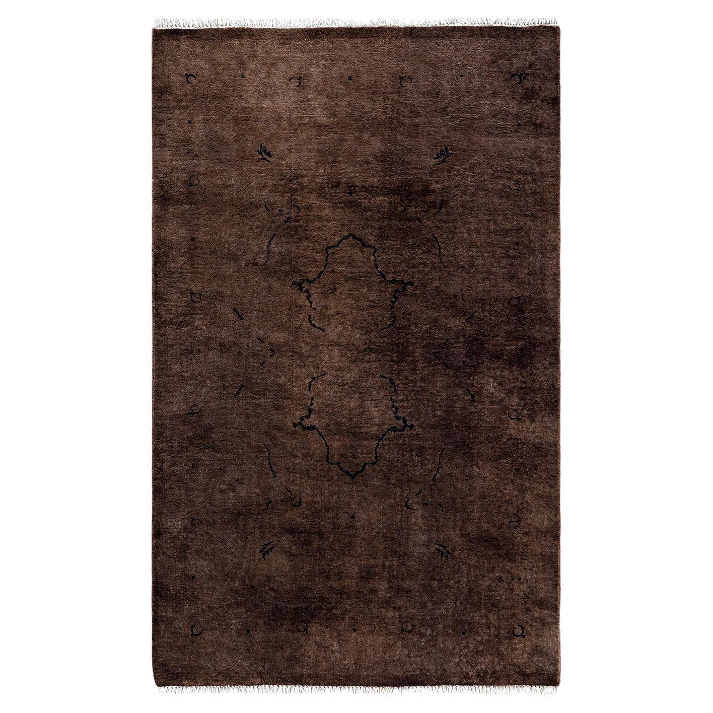 Overdyed Hand Knotted Wool Light Gray Area Rug For Sale