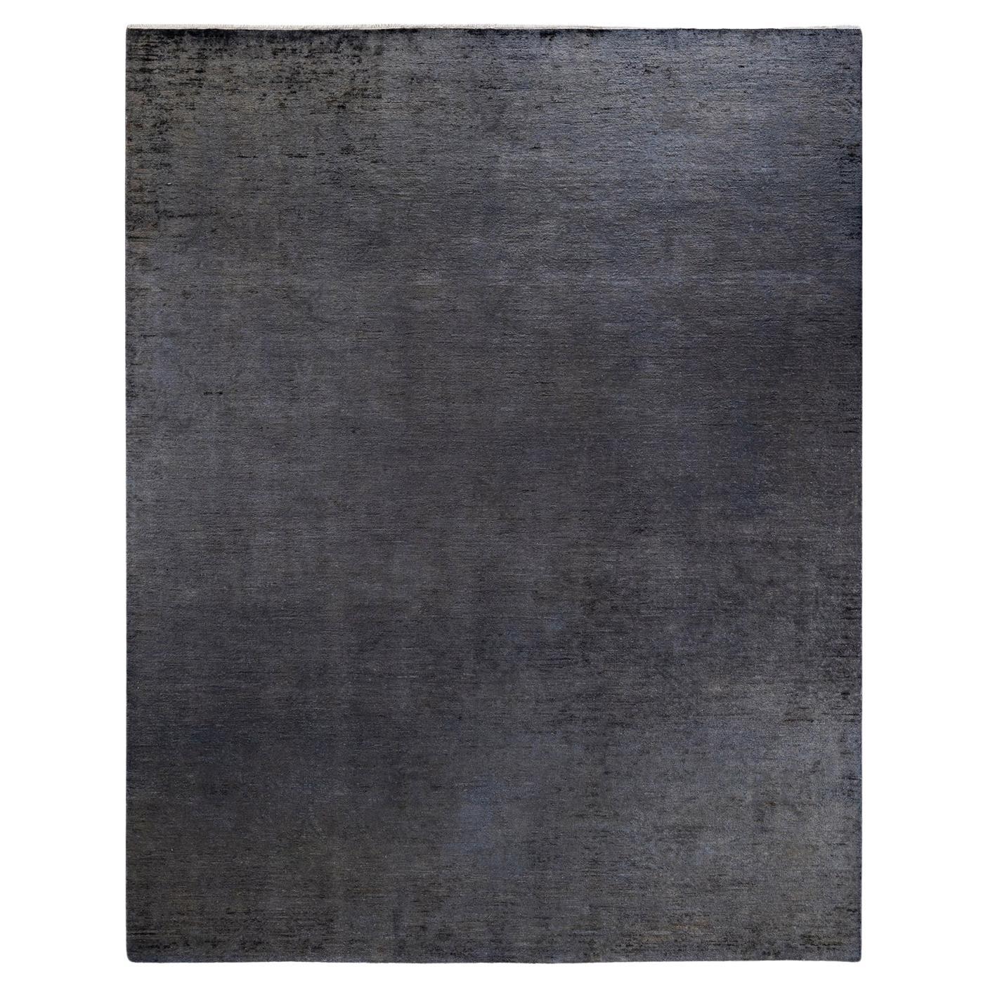 Overdyed Hand Knotted Wool Light Gray Area Rug