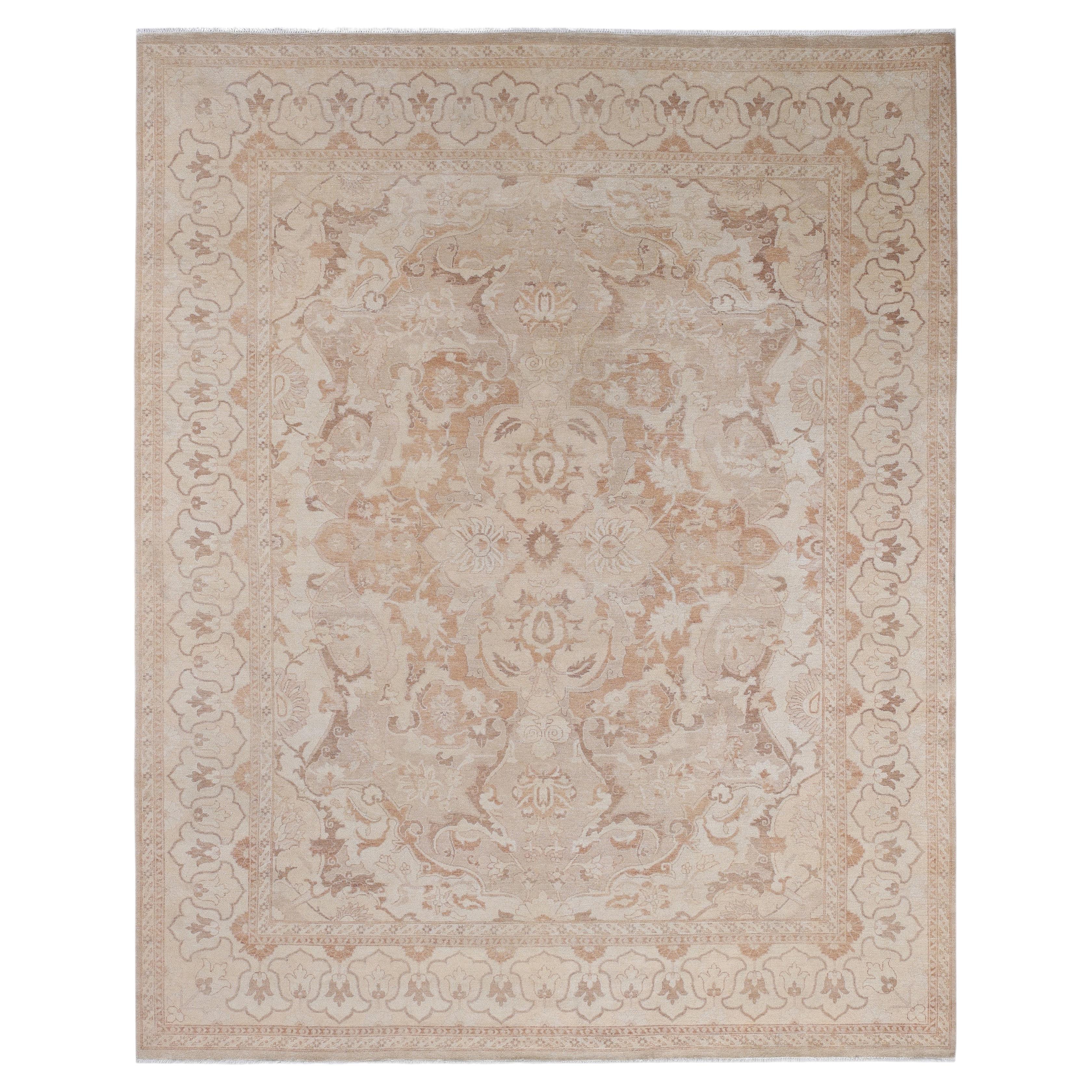 Overdyed Hand-Knotted Wool Modern-Contemporary Beige Area Rug 7' 10" x 9' 10"