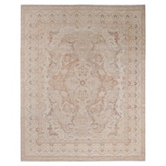 Overdyed Hand-Knotted Wool Modern-Contemporary Beige Area Rug 7' 10" x 9' 10"