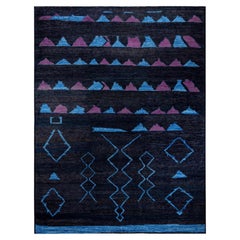 Overdyed Hand-Knotted Wool Modern-Contemporary Black Area Rug 10' 5" x 13' 10"