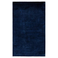 Overdyed Hand-Knotted Wool Modern-Contemporary Black Area Rug 3' 2" x 5' 1"