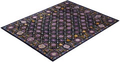 Overdyed Hand-Knotted Wool Modern-Contemporary Black Area Rug 8' 1" x 10' 3"