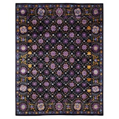 Overdyed Hand-Knotted Wool Modern-Contemporary Black Area Rug 8' 1" x 10' 3"