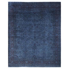 Overdyed Hand-Knotted Wool Modern-Contemporary Black Area Rug 8' 1" x 10' 5"