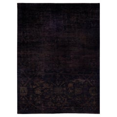 Overdyed Hand-Knotted Wool Modern-Contemporary Black Area Rug 9' 0" x 11' 10"