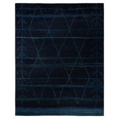 Übergefärbte handgeknüpfte Wolle modern-zeitgenössischen schwarzen Bereich Teppich 9' 0" x 11' 5"